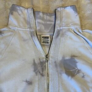 PINK Victoria's Secret Light Gray & White Zip-Up Hoodie